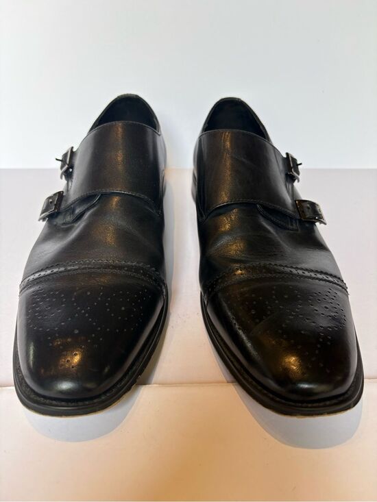 Asher Green Men\'s Black Leather Double Monk Strap Dress Shoes Size 12 main image 5
